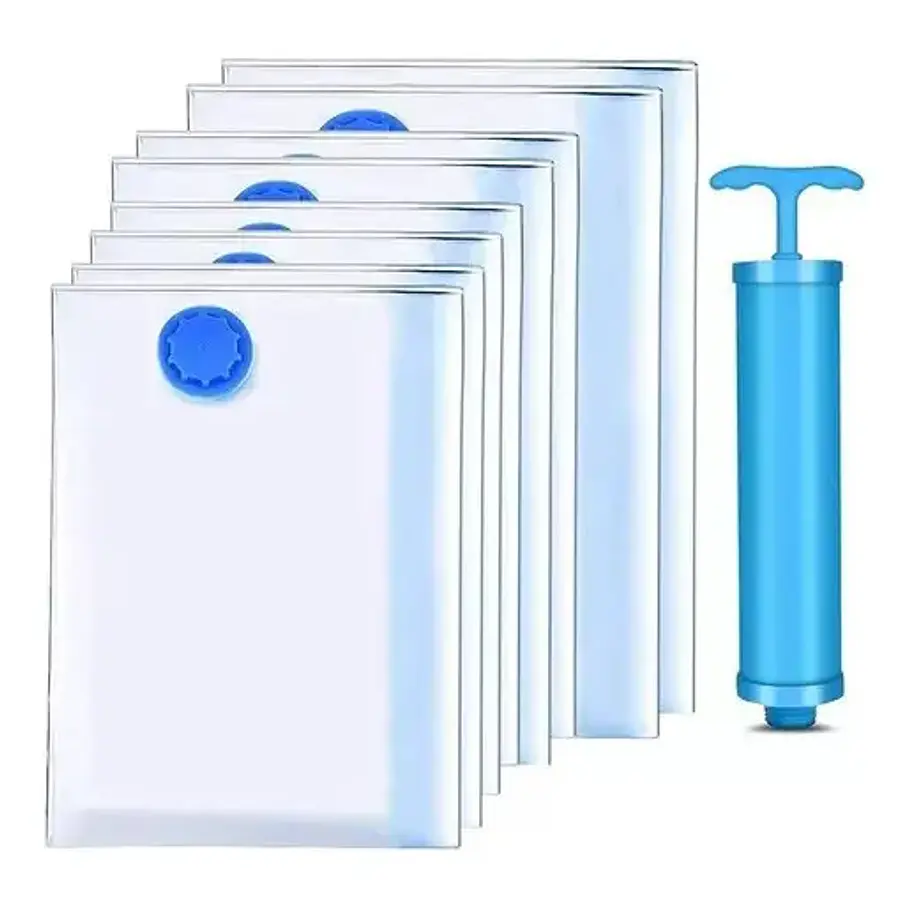 Pack De Bolsas Organizadoras 8 Unidad Al Vacio Con Bomba Manual  6