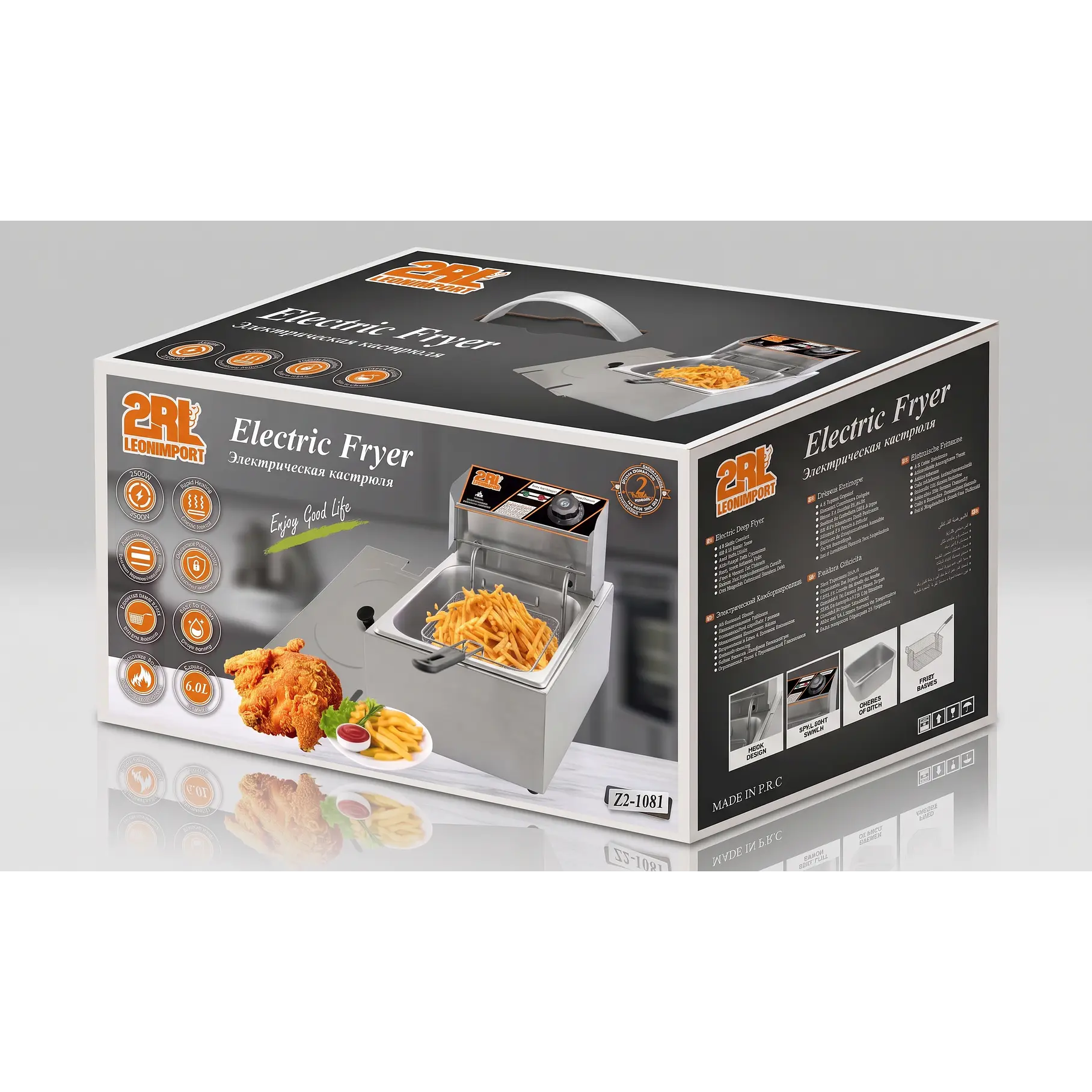 Freidora Electrica Con Cesta Y Tapa Freidora De Acero Inoxidable 6L 2RL Freidora De Aceite  7