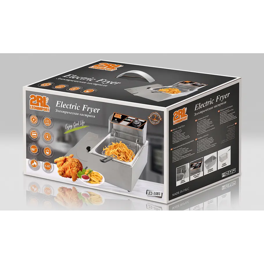 Freidora Electrica Con Cesta Y Tapa Freidora De Acero Inoxidable 6L 2RL Freidora De Aceite  7
