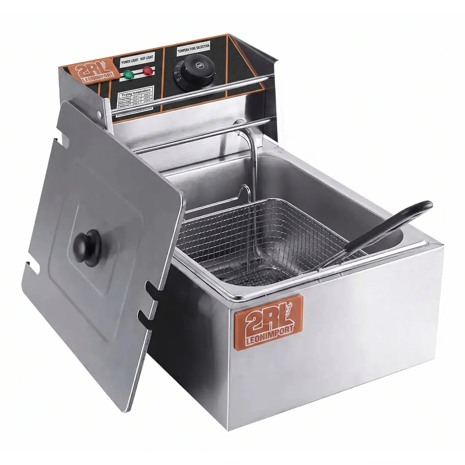 Freidora Electrica Con Cesta Y Tapa Freidora De Acero Inoxidable 6L 2RL Freidora De Aceite  1