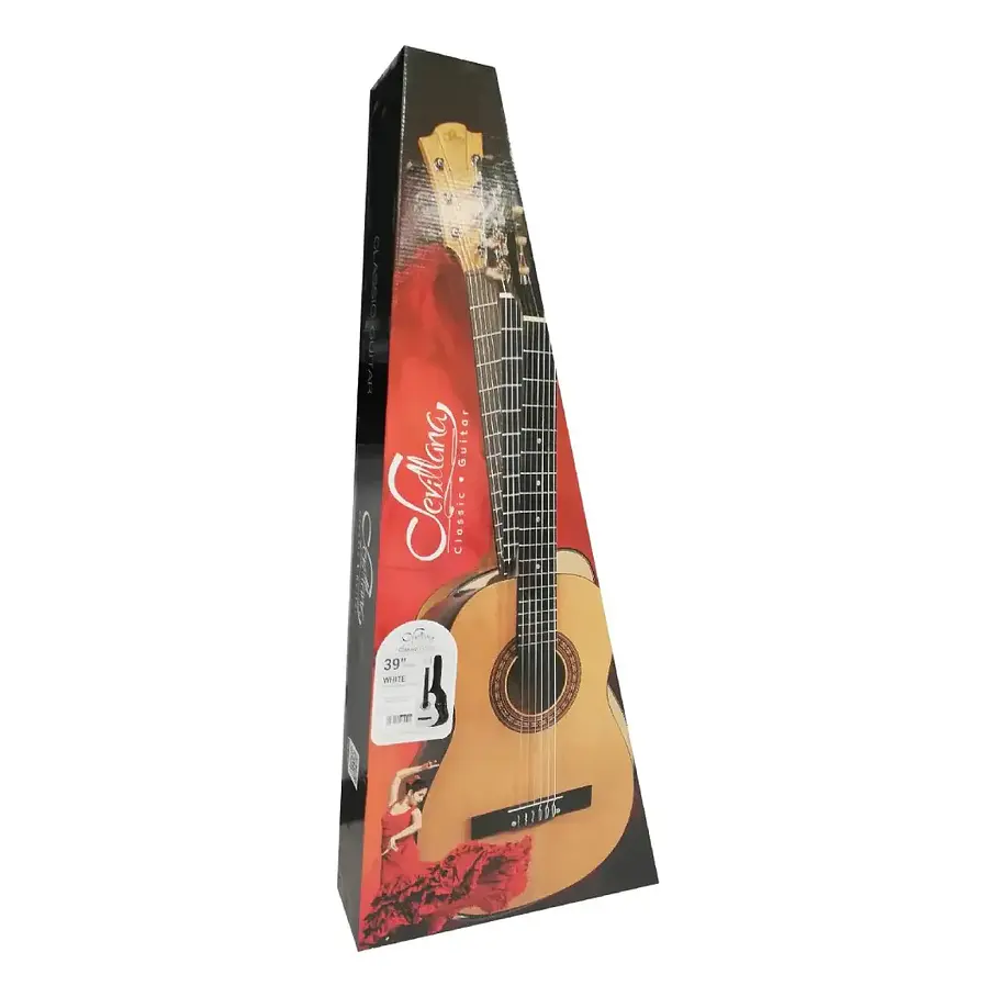 Guitarra Clásica Sevillana 6 Cuerdas Caoba Blanca Con Funda 39 Pulgadas 5