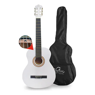 Guitarra Clásica Sevillana 6 Cuerdas Caoba Blanca Con Funda 39 Pulgadas