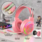 Audifono Gamer Rgb Aoas As-66 Rosado Microfono Consolas Pc - Miniatura 4