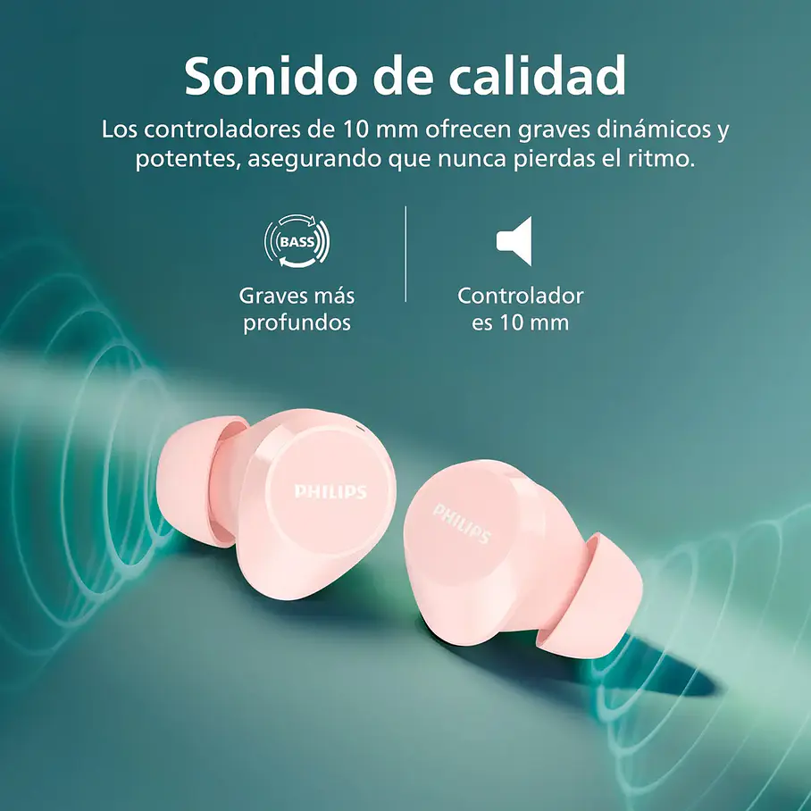 Audífonos True Wireless Bluetooth Philips Tat1209 Color Rosado 9