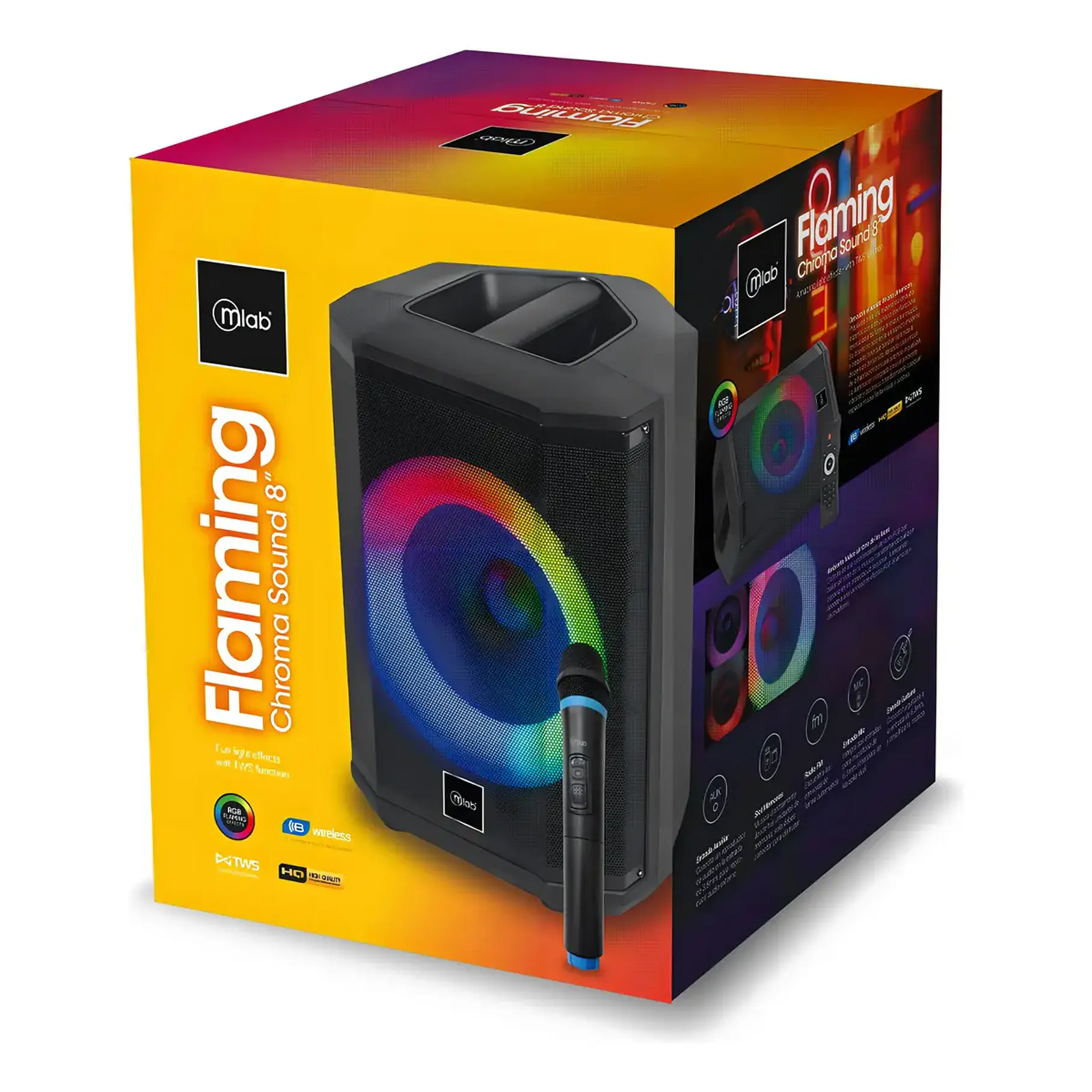 Parlante Karaoke Flaming Chroma Sound 8 Bt/40w Mlab 09479 Color Negro 7
