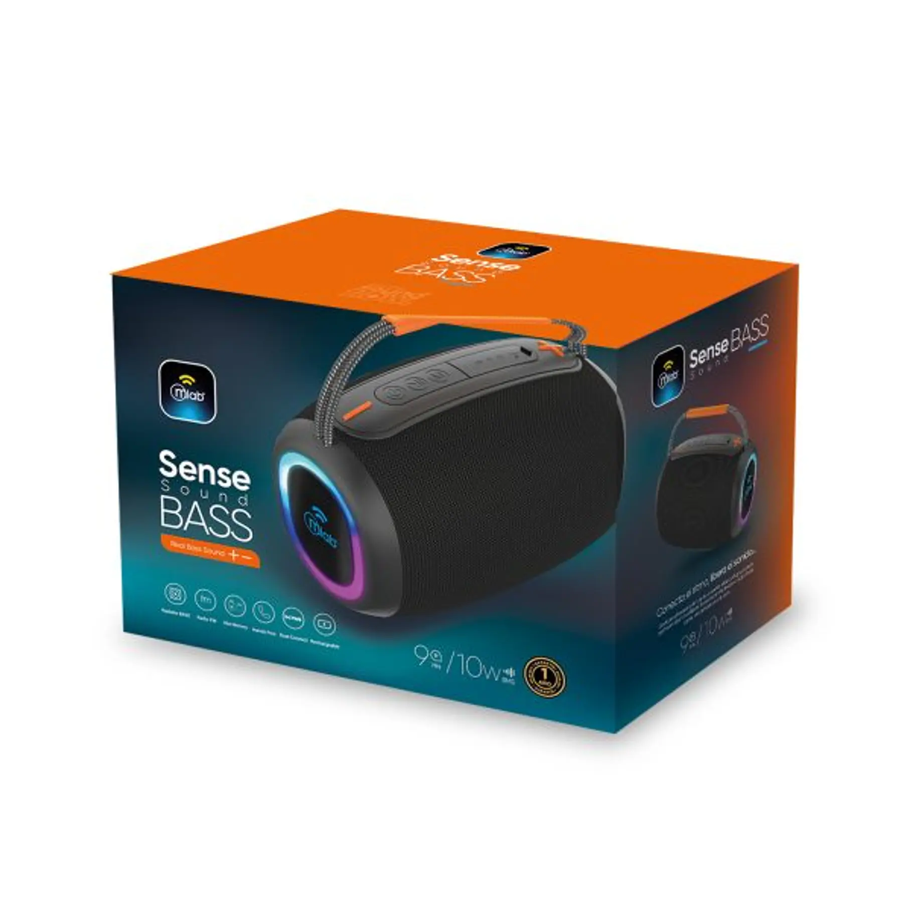 Parlante Portatil  Bluetooth  Sense Sound BASS  Black/Grey Real Bass Sound Conexion TWS. 7