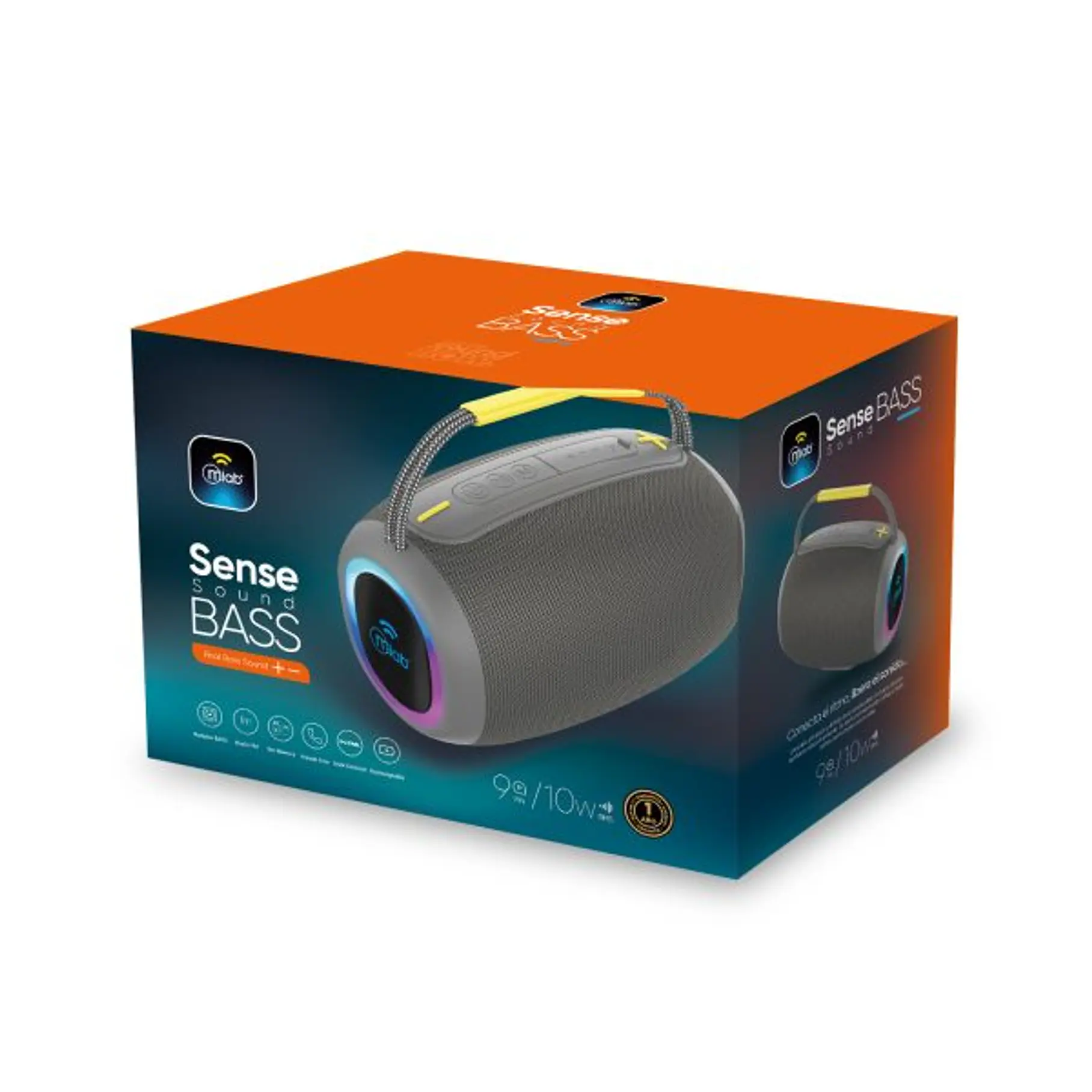 Parlante Portatil  Bluetooth  Sense Sound BASS  Black/Grey Real Bass Sound Conexion TWS. 6