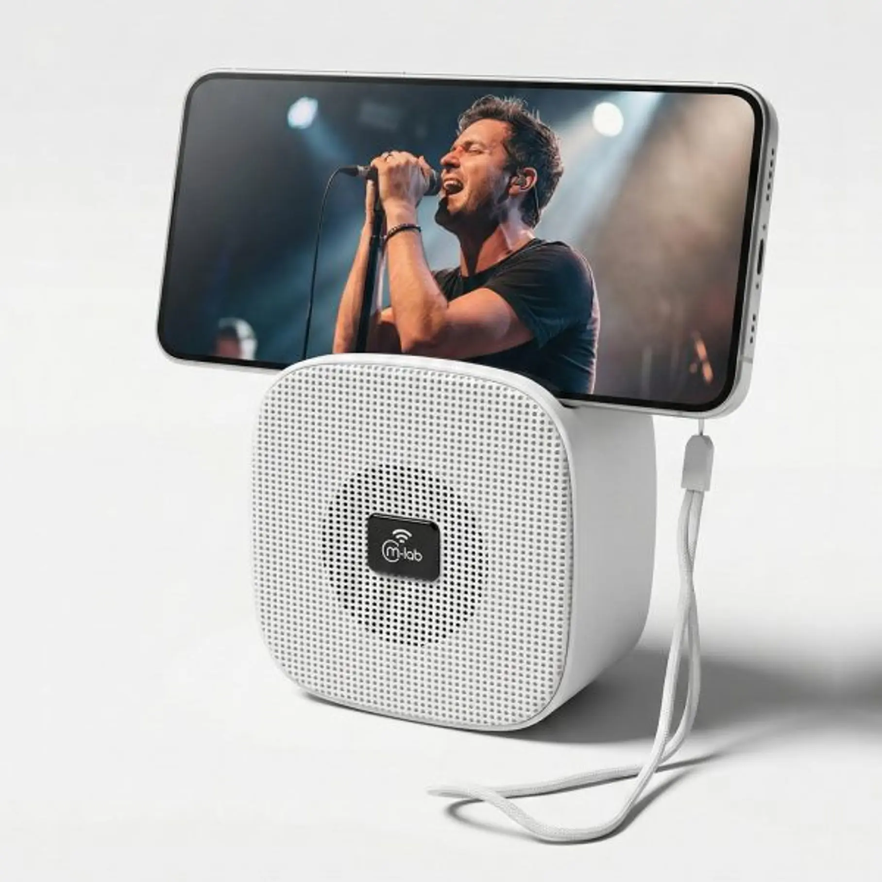 Parlante Portatil RGB Con Porta Celular – Mini Flaming Cube – White/Black 4