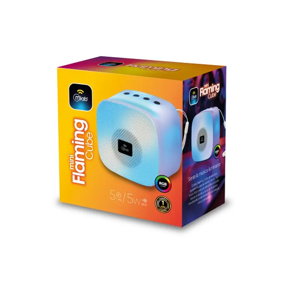 Parlante Portatil RGB Con Porta Celular – Mini Flaming Cube – White/Black 1