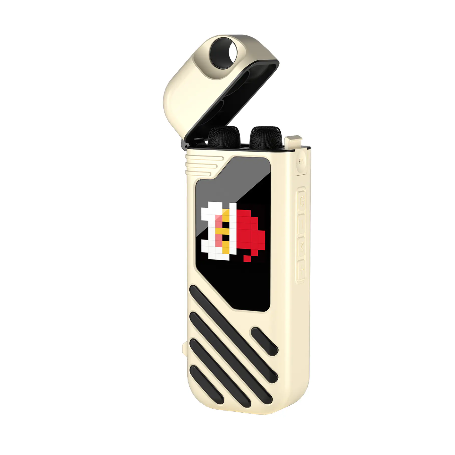 Parlante Portatil Voz Karaoke 2 Microfonos Parlante Divertido Voz Dinamica Efectos Pattern Show Voice Bass – Black/White 3