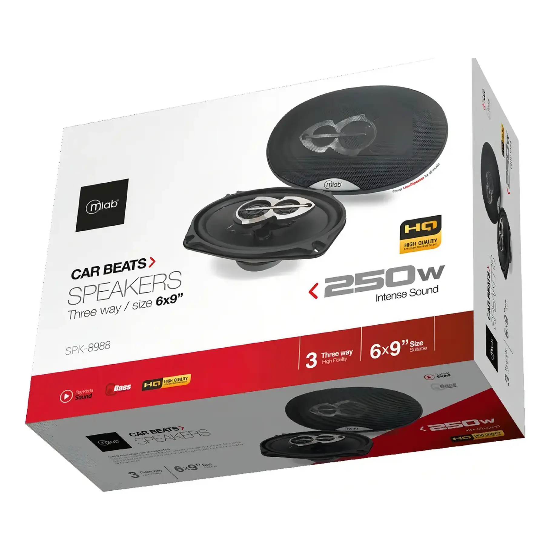 Parlantes Componentes Para Auto Ovaladas 250w Mlab Color Negro 1