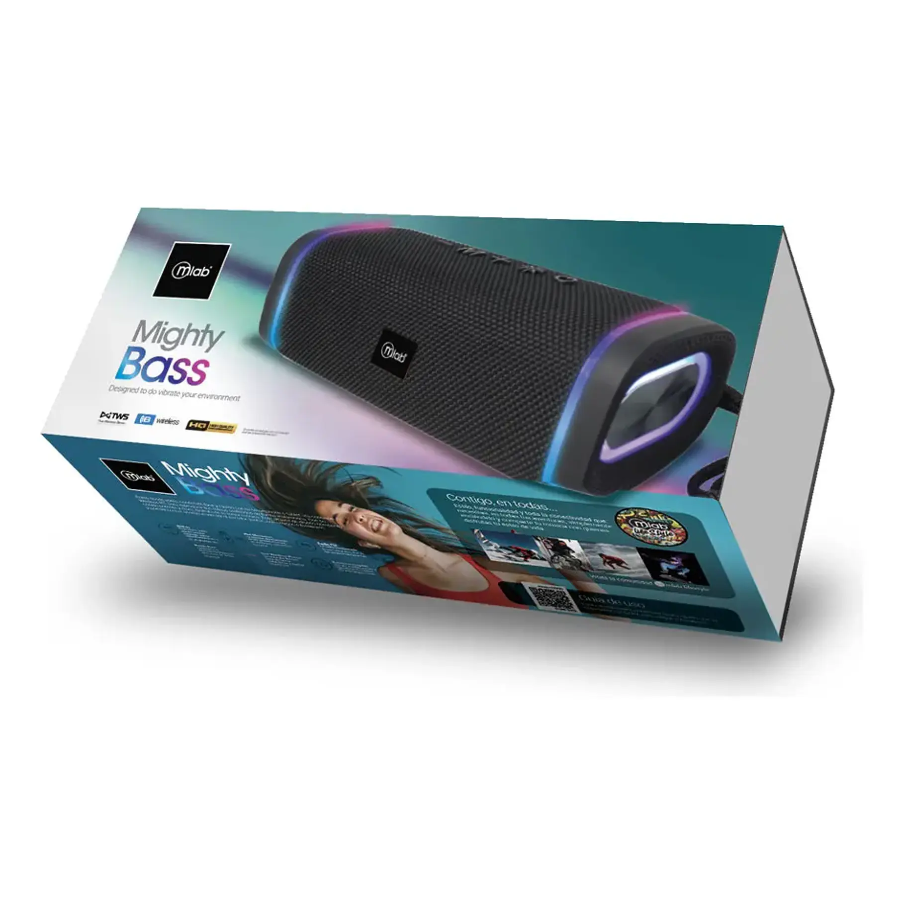 Parlante Mlab Mighty Bass 9300 Tws Bluetooth Fm Usb Tf Negro 1