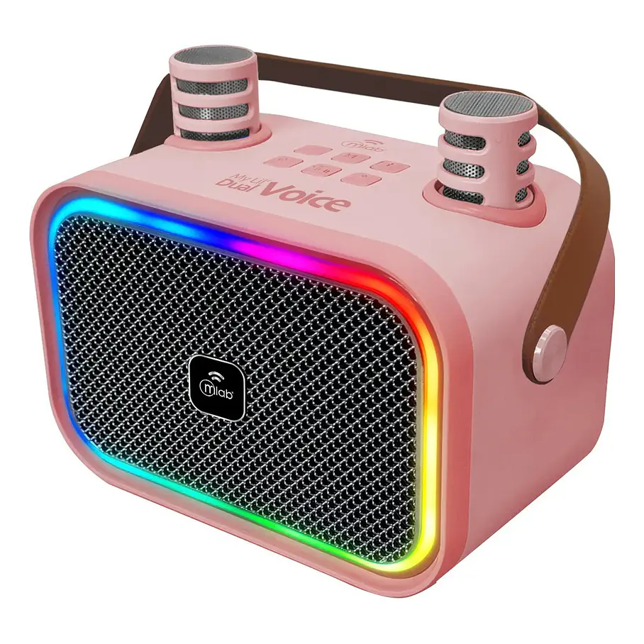 Parlante Mlab My Lil' Dual Voice Colores Rosa Blanco Morado Parlante De Diversion Karaoke Cambio De Voces. 1