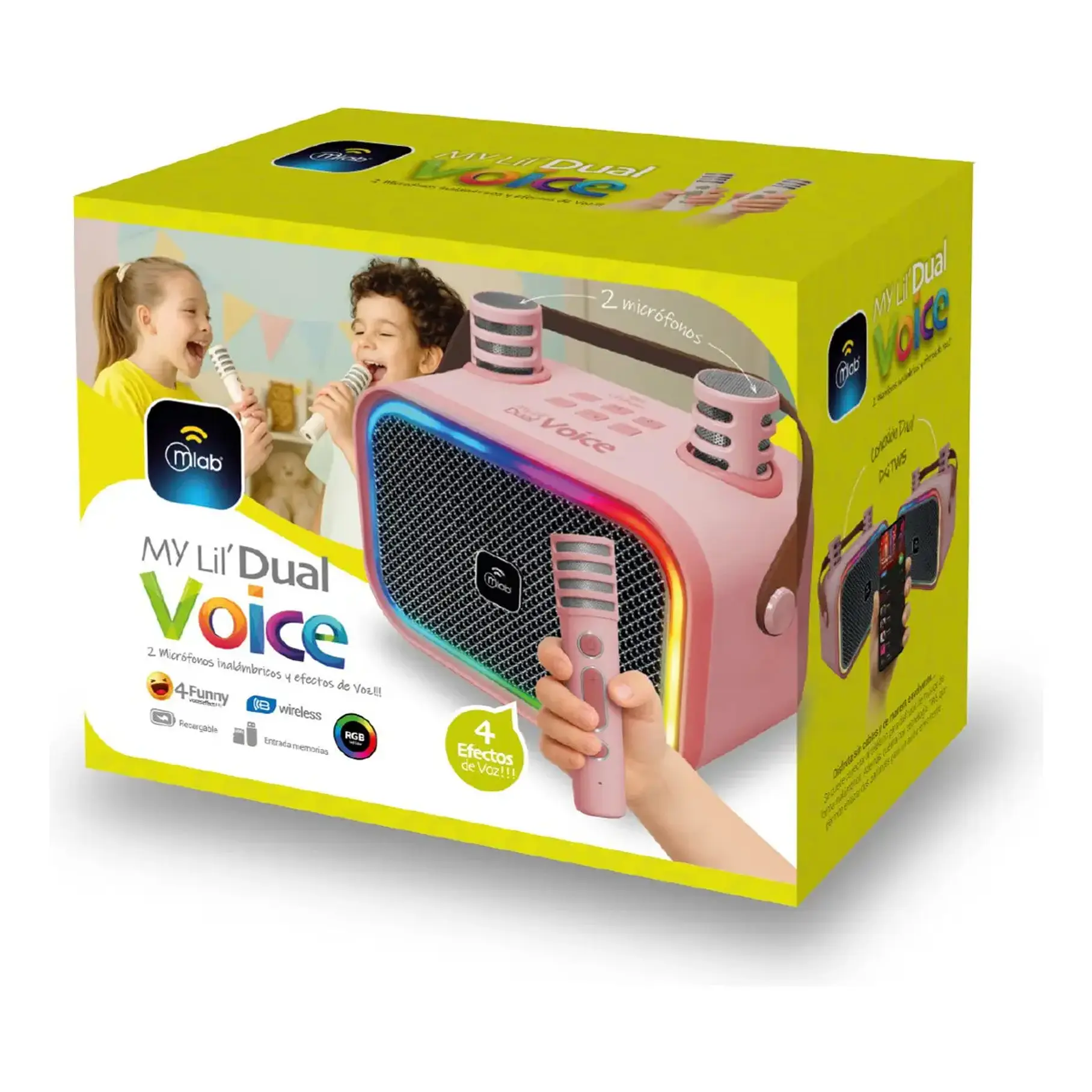 Parlante Mlab My Lil' Dual Voice Colores Rosa Blanco Morado Parlante De Diversion Karaoke Cambio De Voces. 8