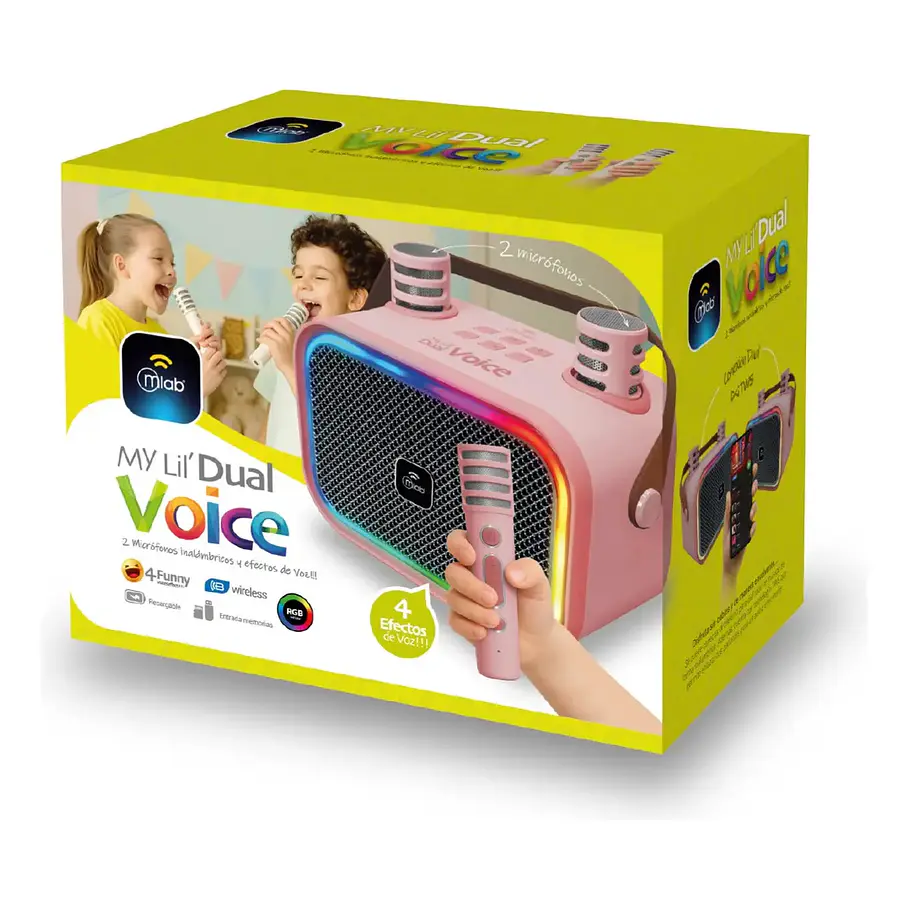 Parlante Mlab My Lil' Dual Voice Colores Rosa Blanco Morado Parlante De Diversion Karaoke Cambio De Voces. 8