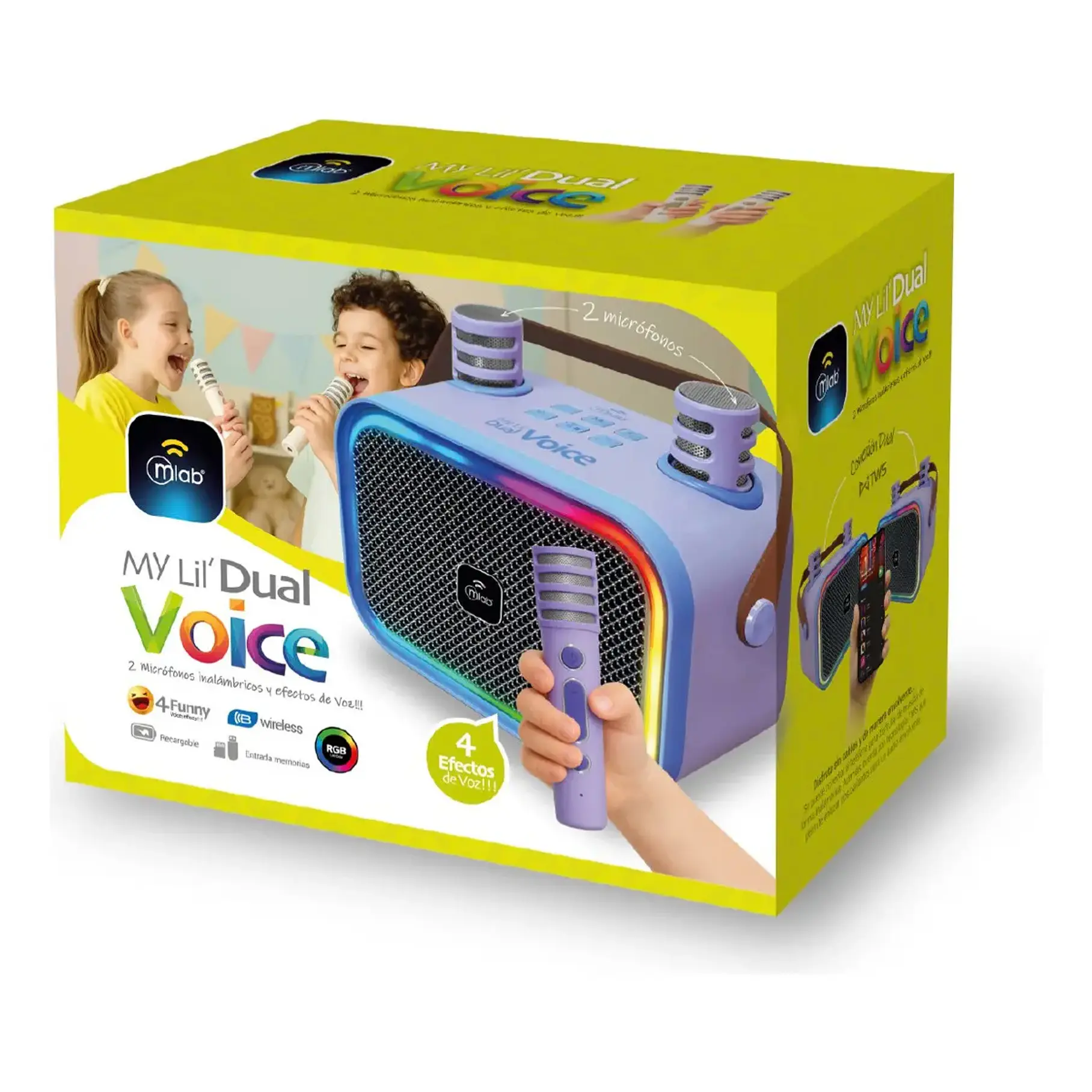 Parlante Mlab My Lil' Dual Voice Colores Rosa Blanco Morado Parlante De Diversion Karaoke Cambio De Voces. 9