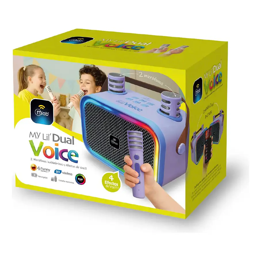 Parlante Mlab My Lil' Dual Voice Colores Rosa Blanco Morado Parlante De Diversion Karaoke Cambio De Voces. 9