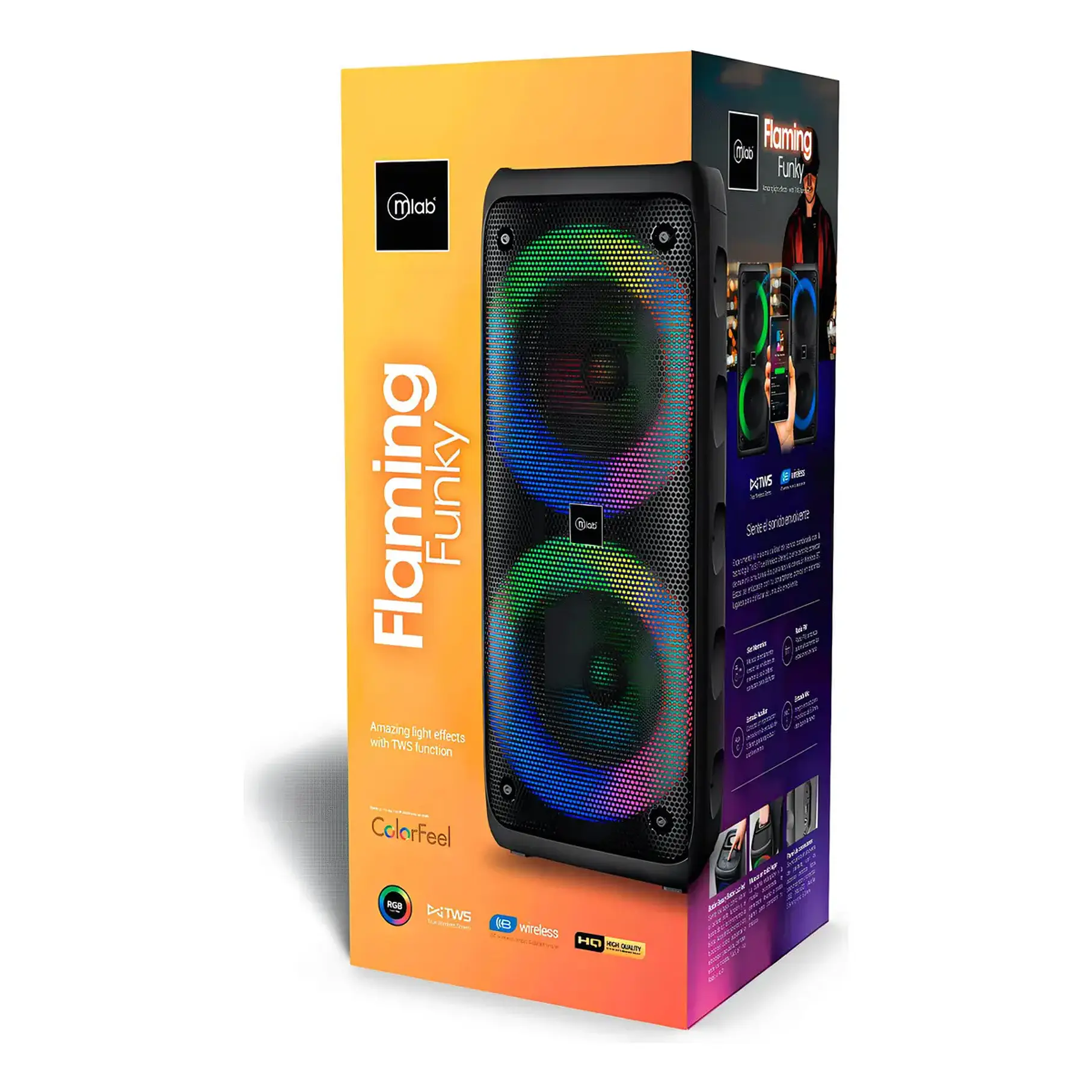 Parlante Tws Flaming Funky Mlab - 9308 Color Negro Dance Colorfeel Conexion TWS Parlante  1