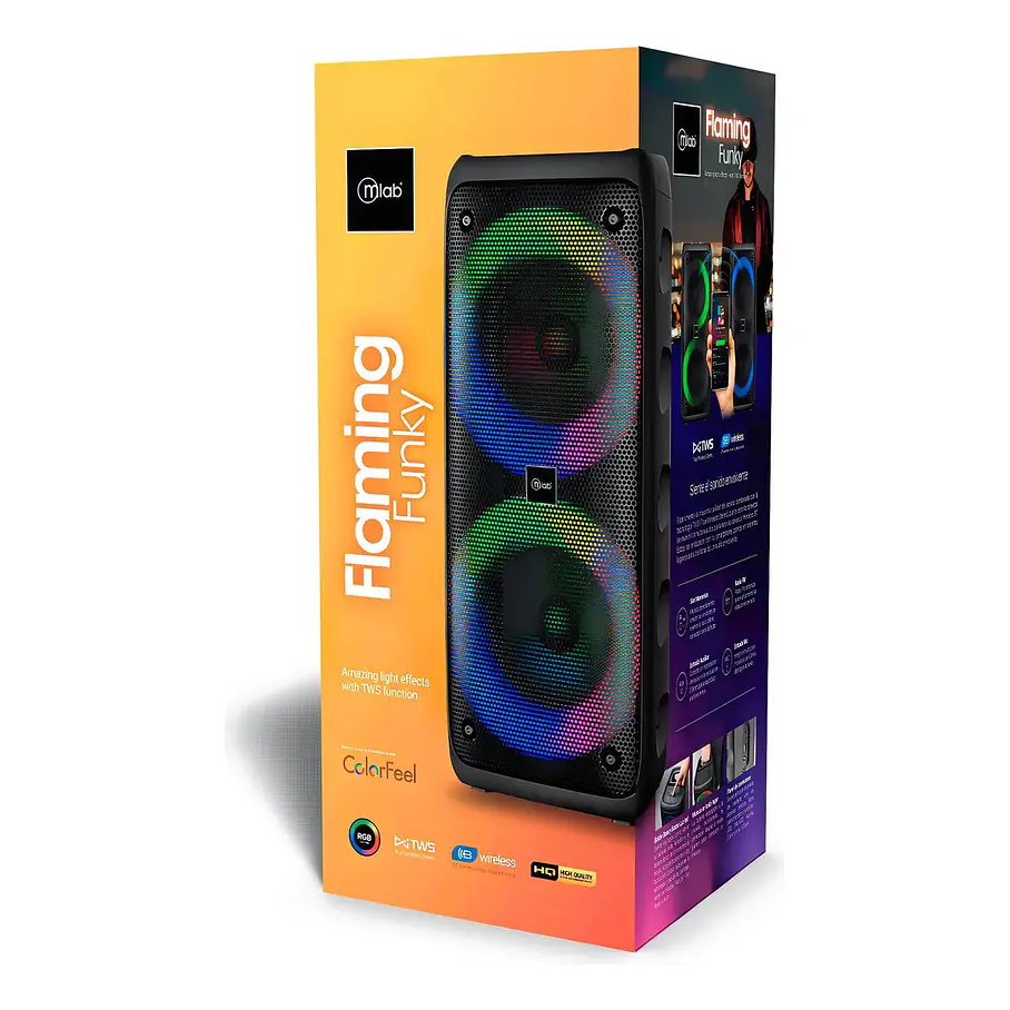 Parlante Tws Flaming Funky Mlab - 9308 Color Negro Dance Colorfeel Conexion TWS Parlante  1