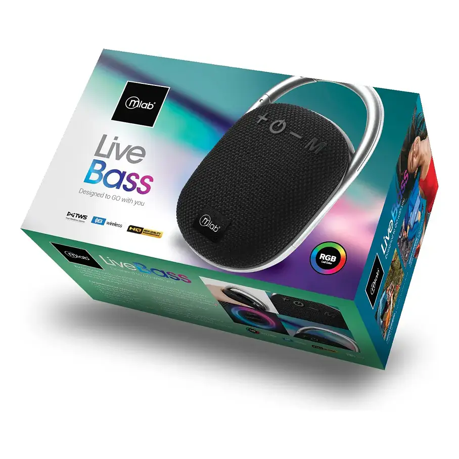 Parlante Portatil Tws Live Bass Mlab 09298 Color Negro Con Gancho 1