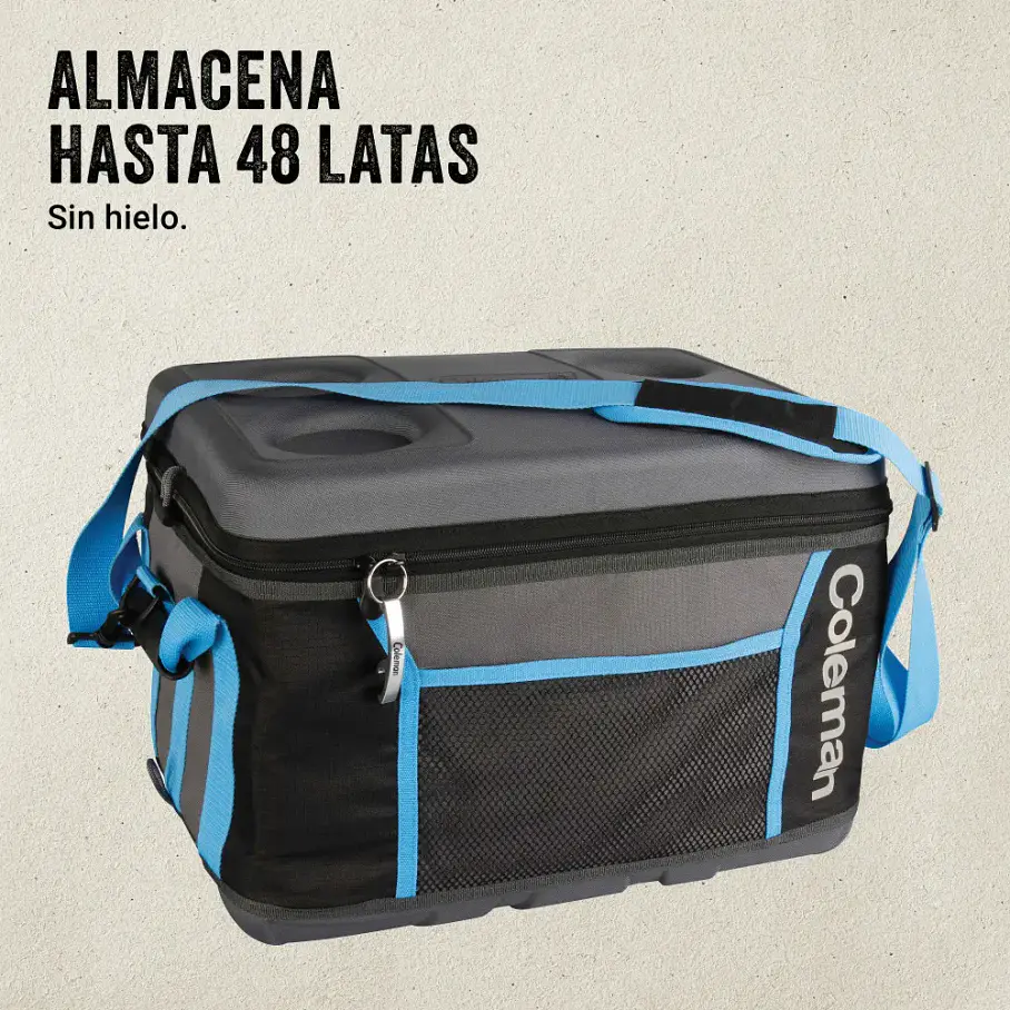 Cooler Soft Cooler Nevera Eva Coleman® de 45 Latas Negro Retractil 6