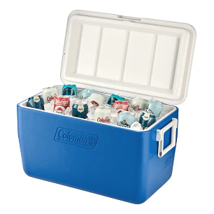 Cooler Chiller Coleman Capacidad 48 QT / 45 Lt Azul Cooler Nevera Azul Claro Rigida Duradera