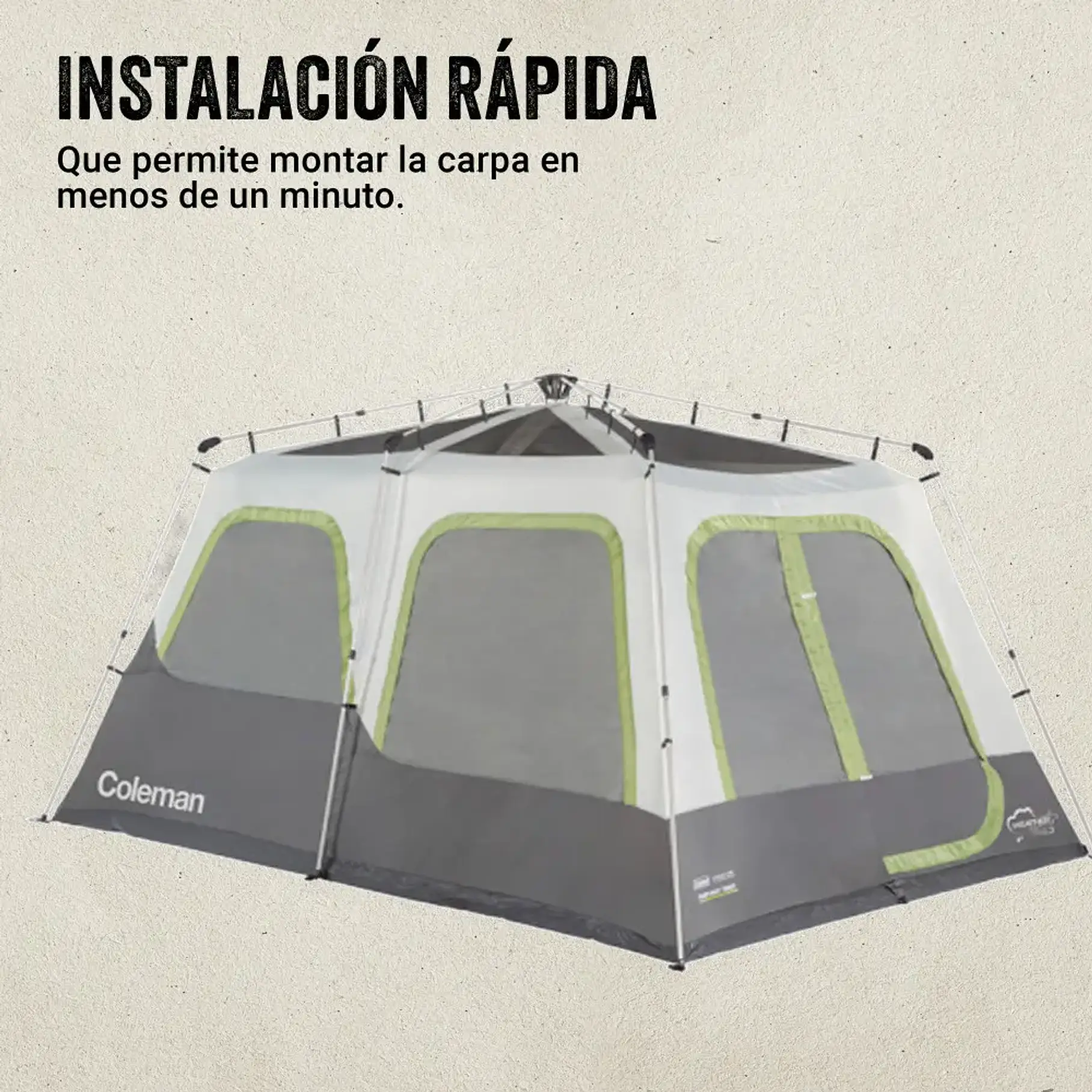 Carpa Cabina Coleman® Instant Para 10 Personas Verde Camping Aventura Alta Calidad 3