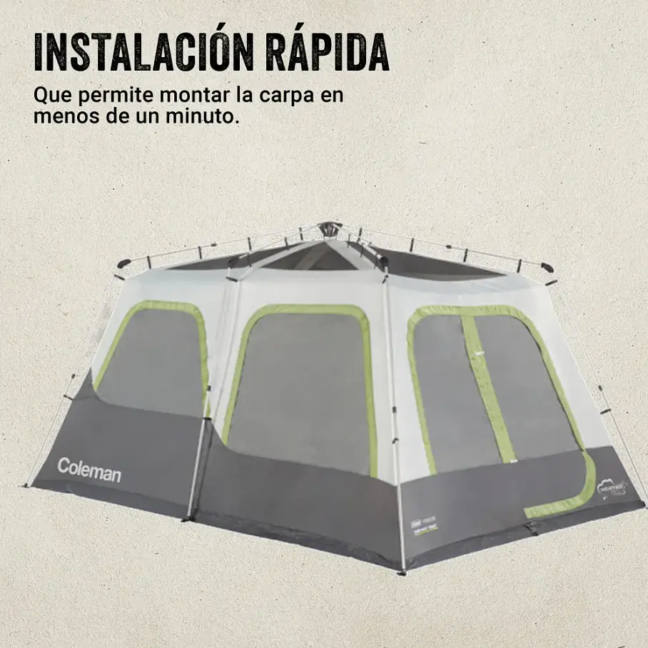 Carpa Cabina Coleman® Instant Para 10 Personas Verde Camping Aventura Alta Calidad 3
