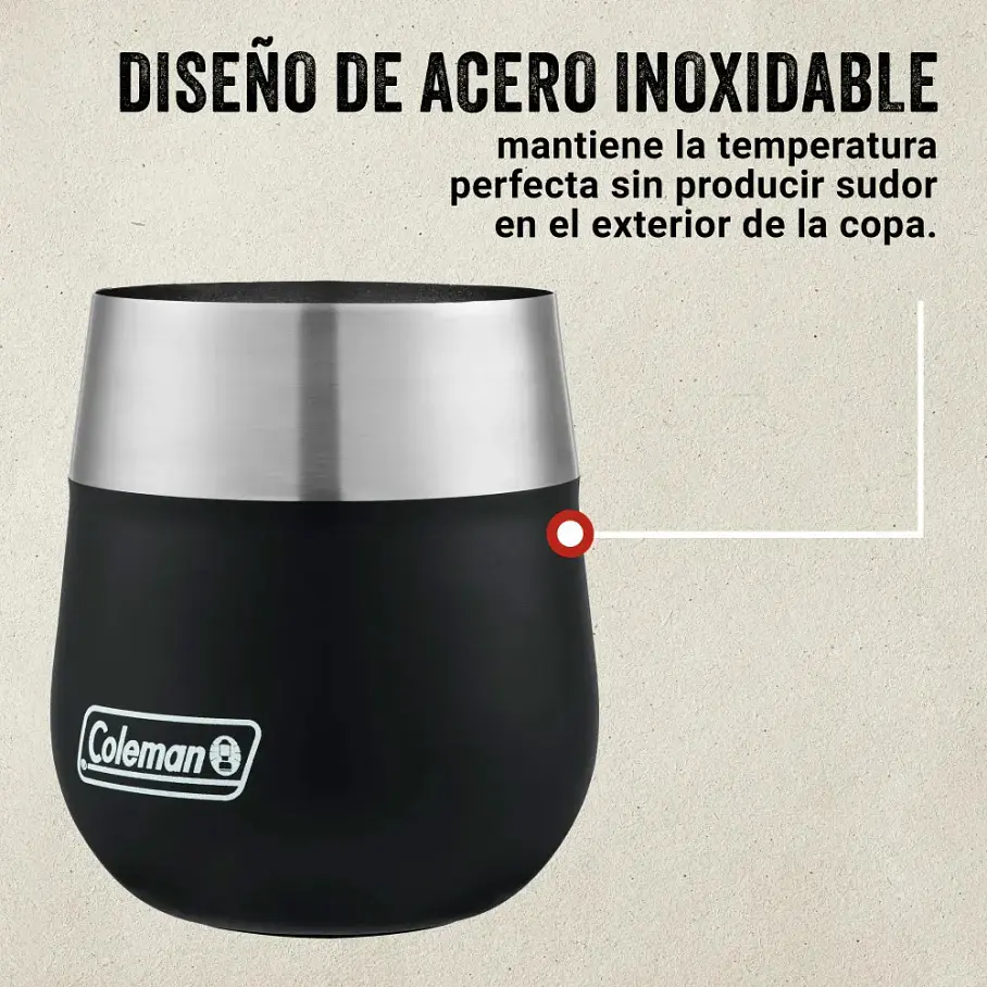 Vaso Claret De Acero Inoxidable Coleman® 384 Ml Negro Negro Vaso Térmico 4