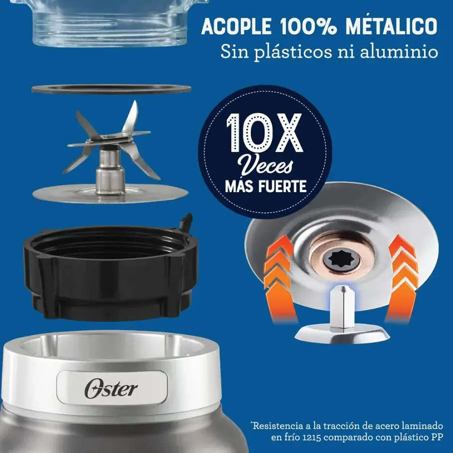 Licuadora Oster Osterizer Max 1.75 Lts Plateado BLSTPB-RGR Super Potencia 1500w. 10