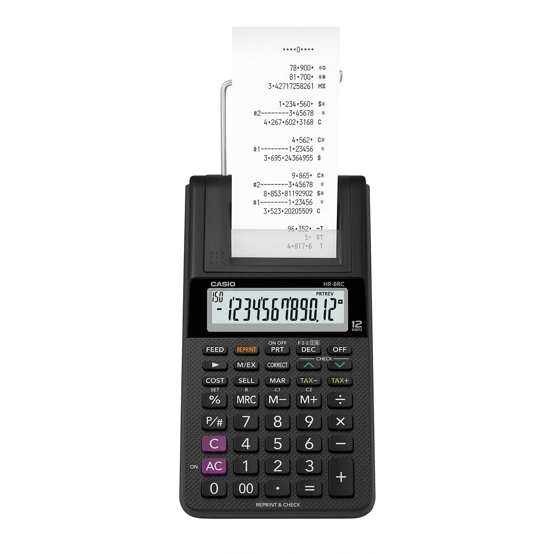 Calculadora  Nueva Na Cx de bobina negra Casio HR-8RC-BK Blanco / Negro 1