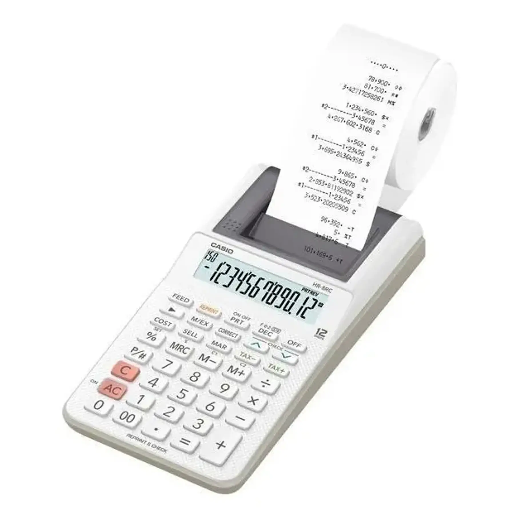 Calculadora  Nueva Na Cx de bobina negra Casio HR-8RC-BK Blanco / Negro 6