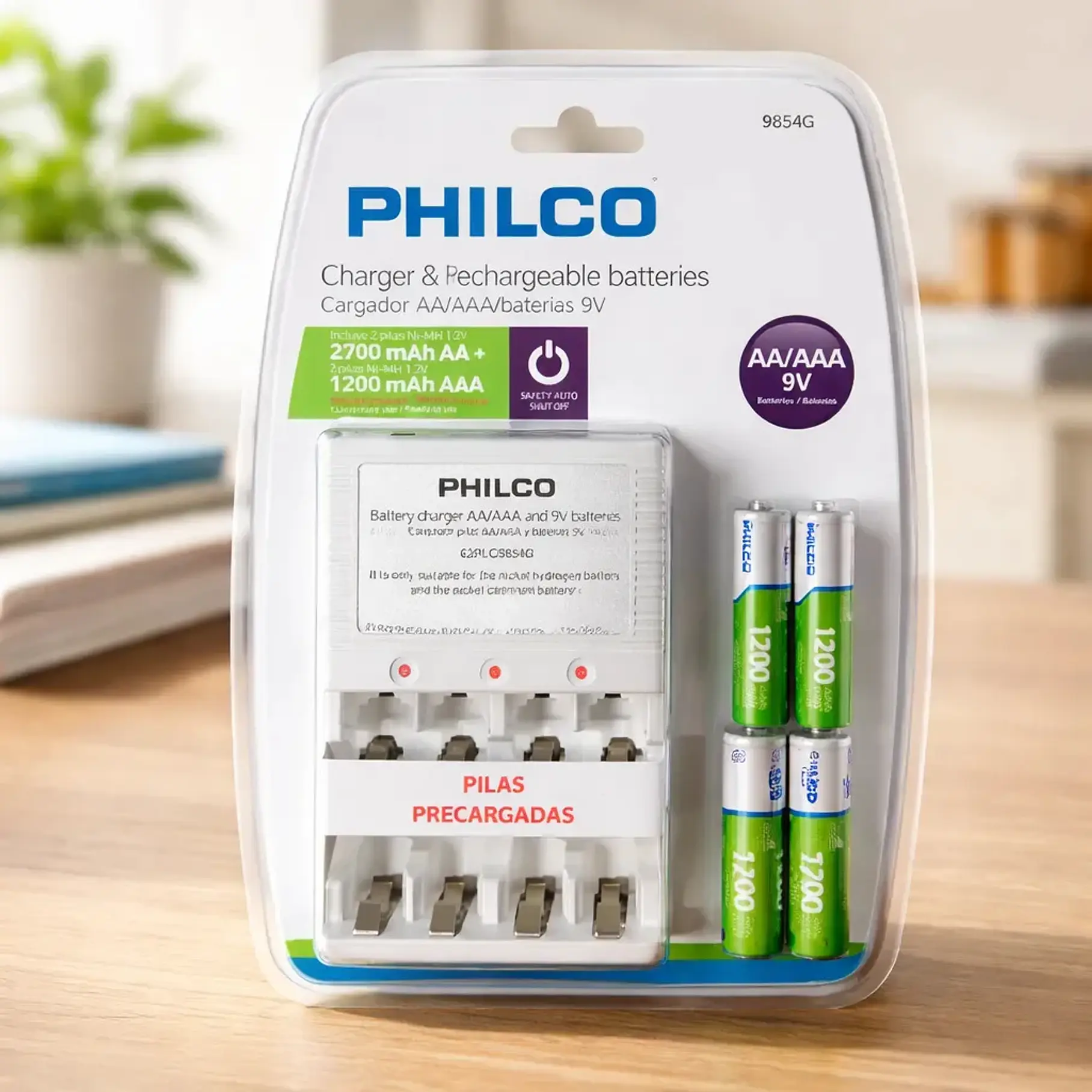 Cargador Pilas Philco + 2 Pilas Aa Y 2 Pilas Aaa Recargables 2