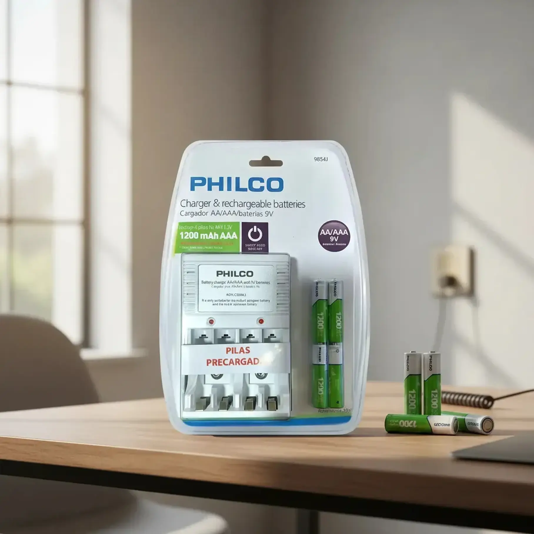 Cargador Pilas Philco + 4 Pilas AAA Recargables 4