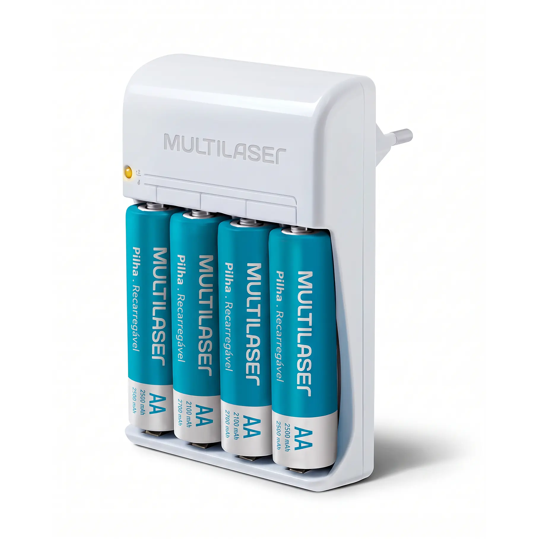 Cargador Pilas Aa/aaa 4-slot Multilaser + 4 Pilas Aa. 1