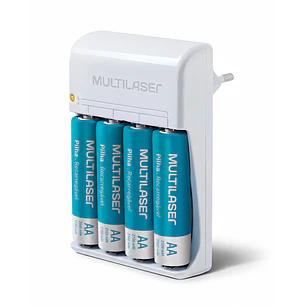 Cargador Pilas Aa/aaa 4-slot Multilaser + 4 Pilas Aa.