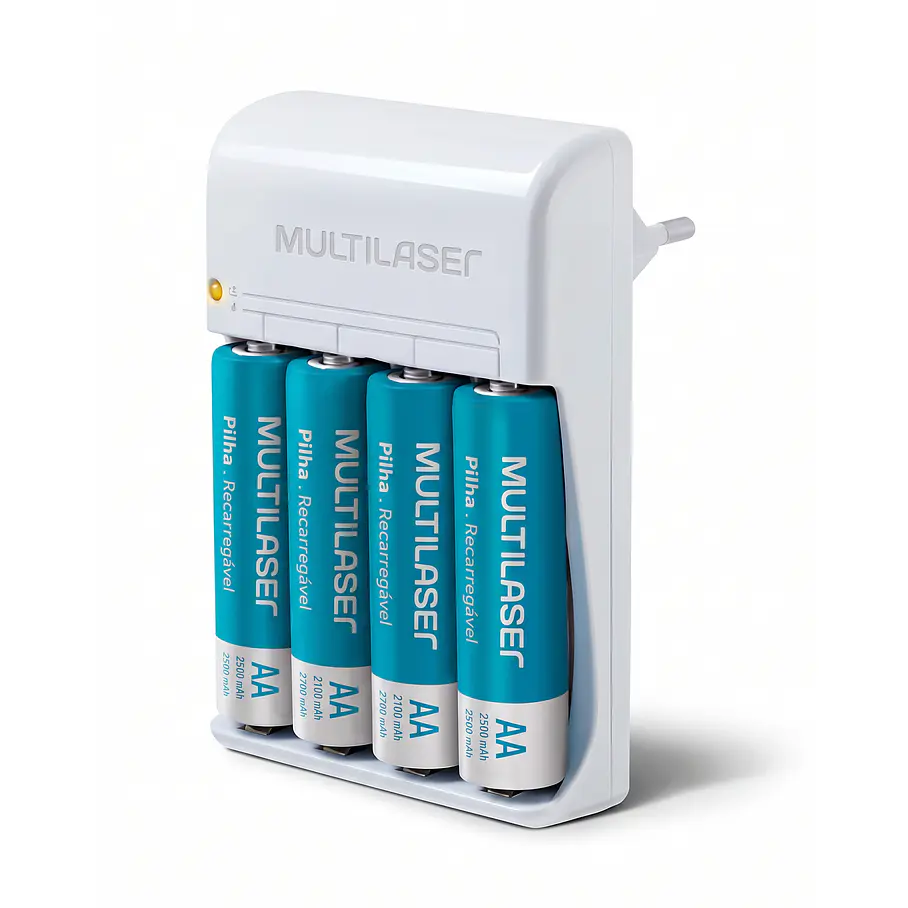 Cargador Pilas Aa/aaa 4-slot Multilaser + 4 Pilas Aa. 1