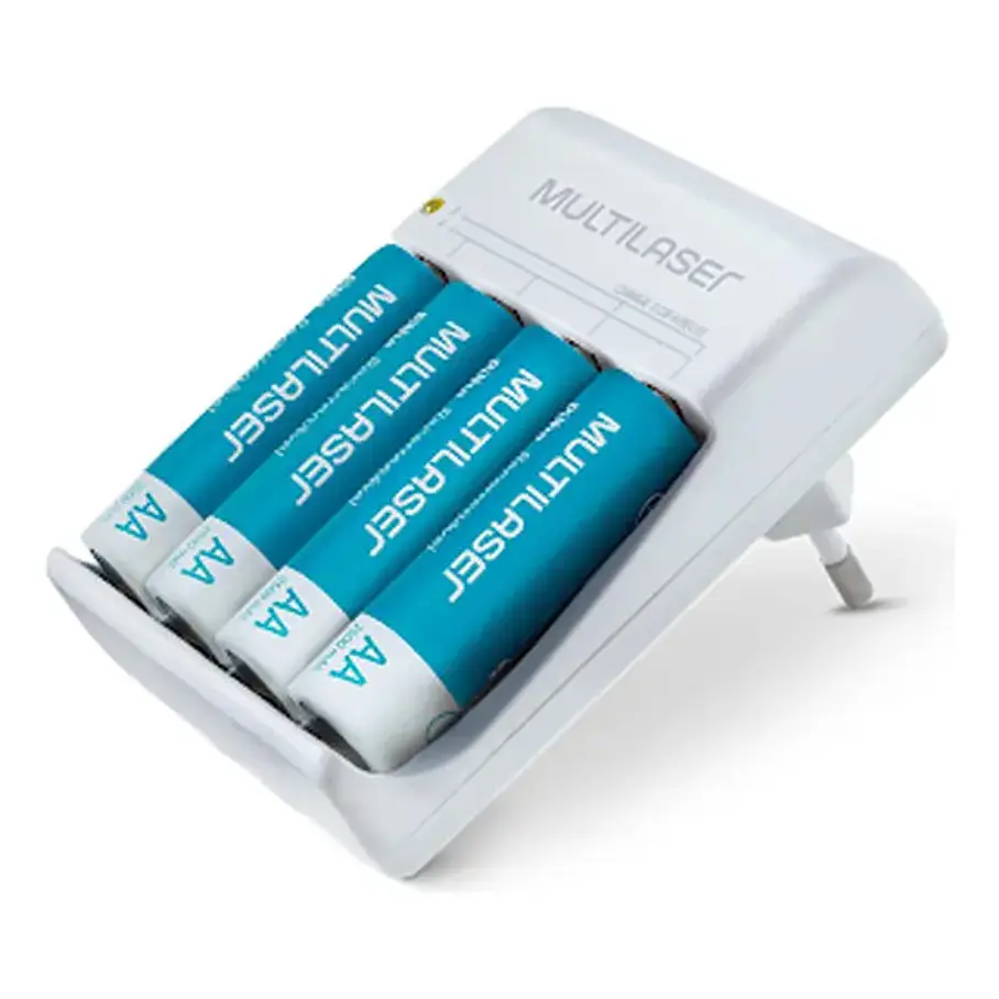 Cargador Pilas Aa/aaa 4-slot Multilaser + 4 Pilas Aa. 2