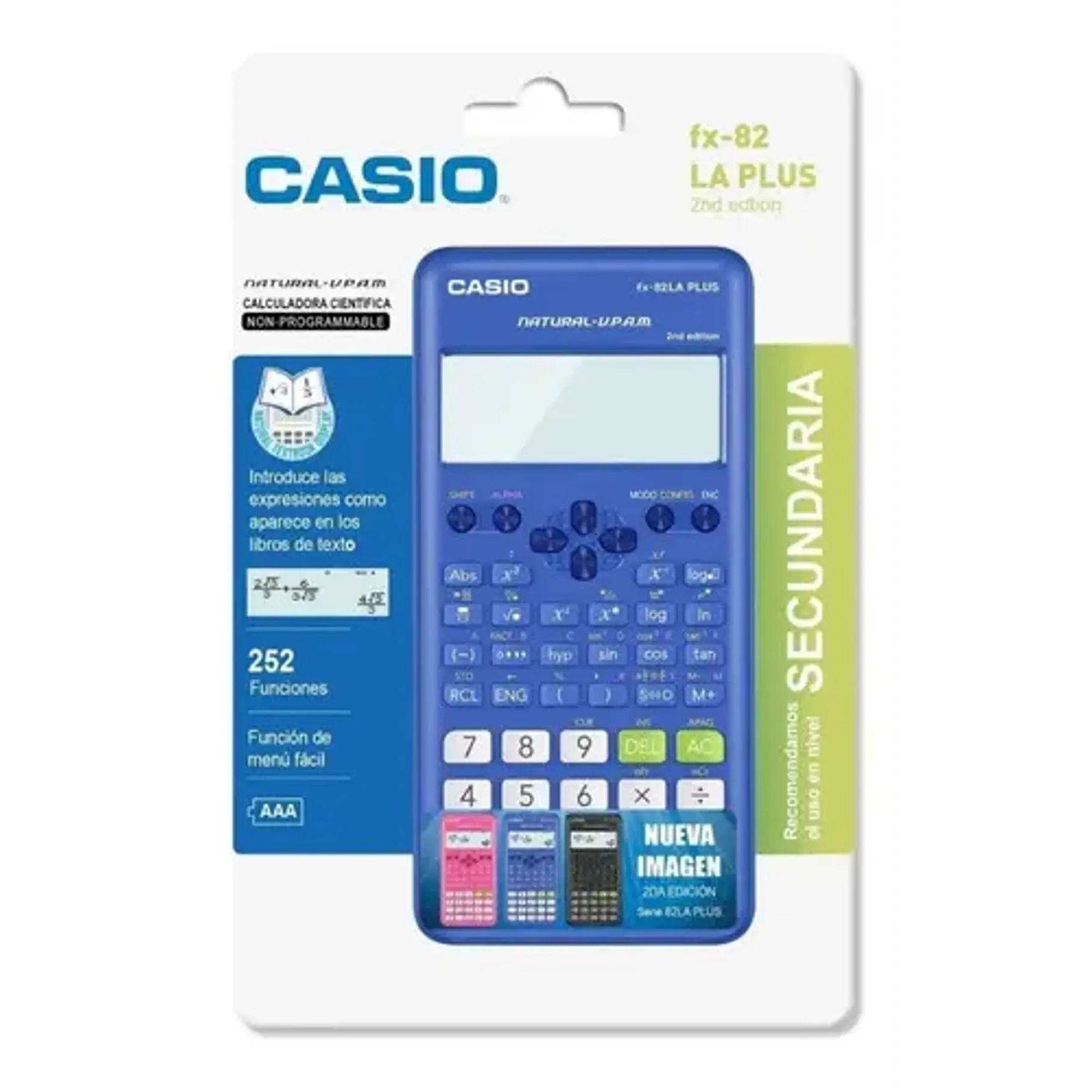 Calculadora científica Casio FX-82LA Plus Colores Negro Rosado Azul. 5