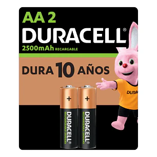 Pila Duracell Recargable AA (2 Pilas De 2500mah Doble A).