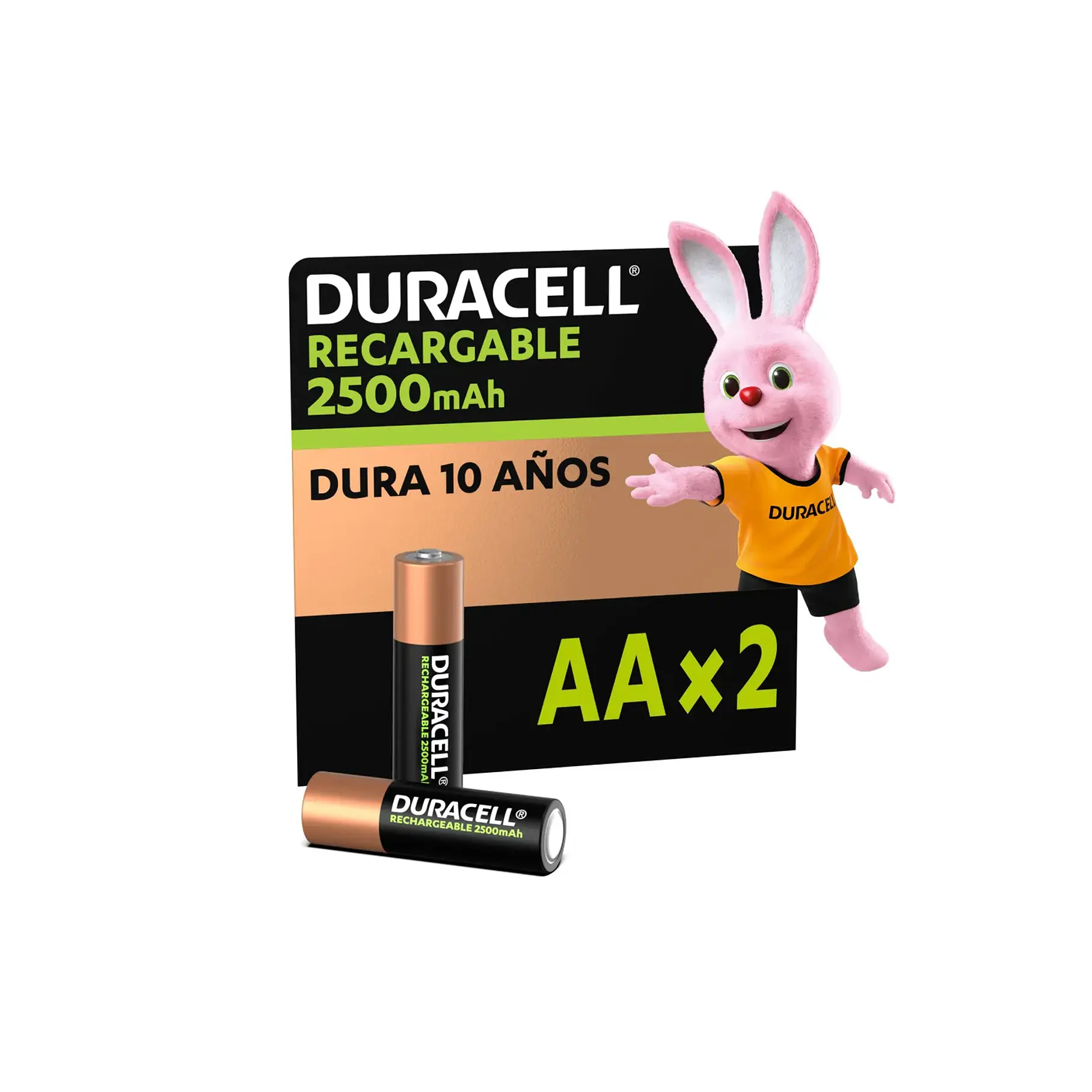 Pila Duracell Recargable AA (2 Pilas De 2500mah Doble A). 2