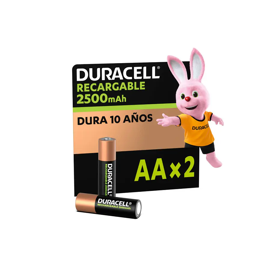 Pila Duracell Recargable AA (2 Pilas De 2500mah Doble A). 2
