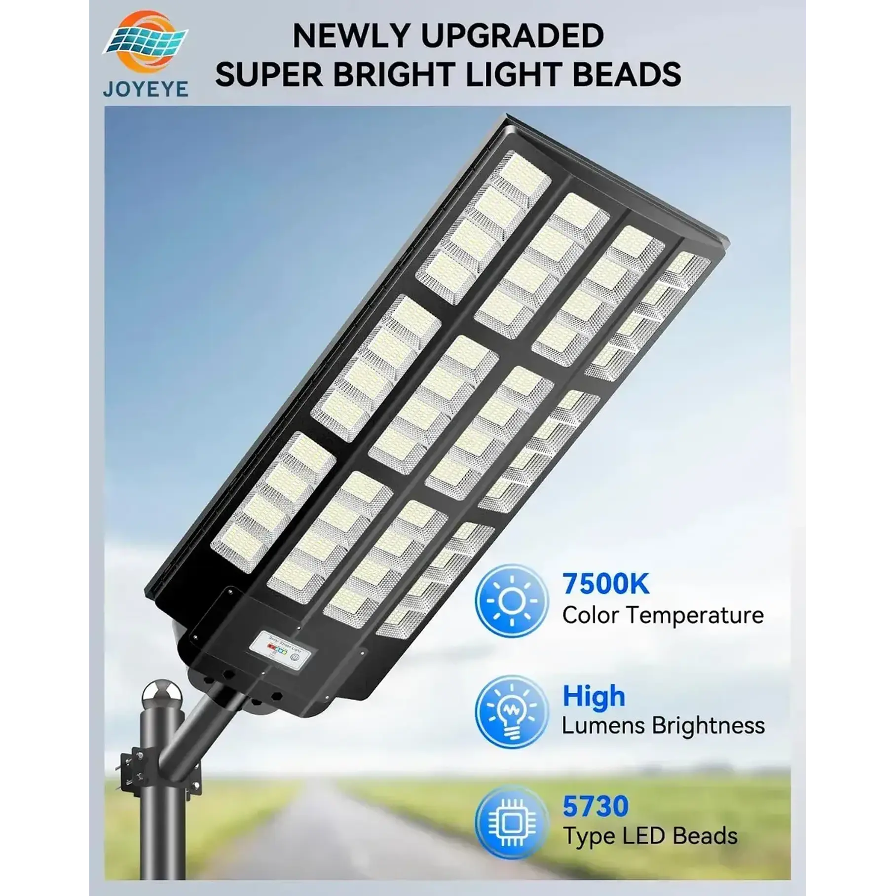 Foco Solar Posta Led Gigante 10.000w Potente + Control + Soporte Foco Para Exterior 2RL Amplio Estadio Percelas Campo Iluminacion Potente Super Foco. 4