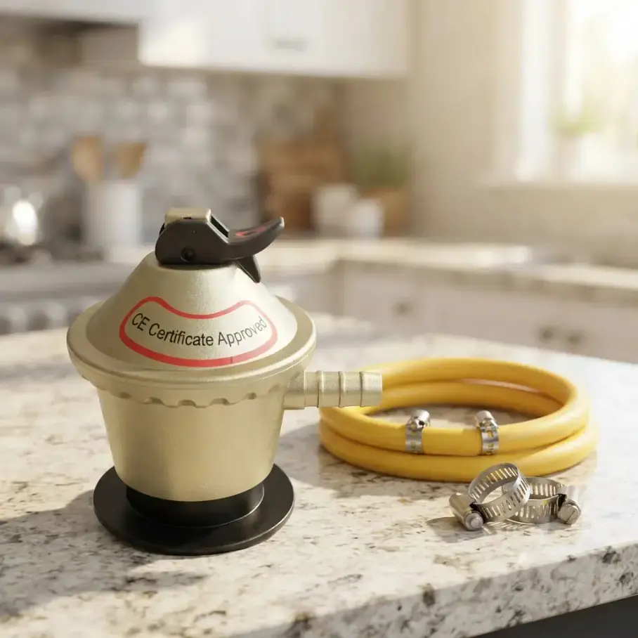 Regulador De Gas Cocina Encimeras Valvula Con Manguera De 1 mts + Abrazaderas. 2
