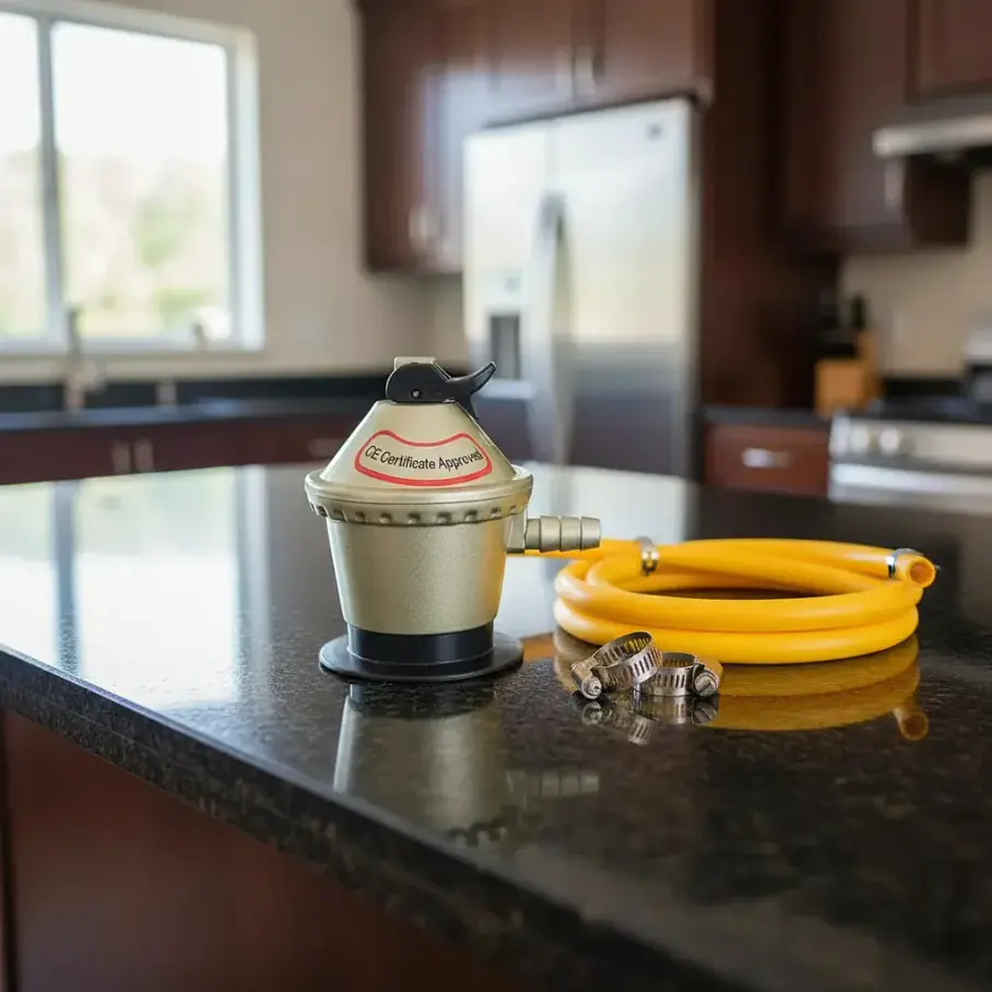 Regulador De Gas Cocina Encimeras Valvula Con Manguera De 1 mts + Abrazaderas. 4