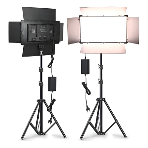 Kit Profesional Luz Relleno Con Trípode Reflector Pro 600led Estructura Negro Luz Blanco frío.