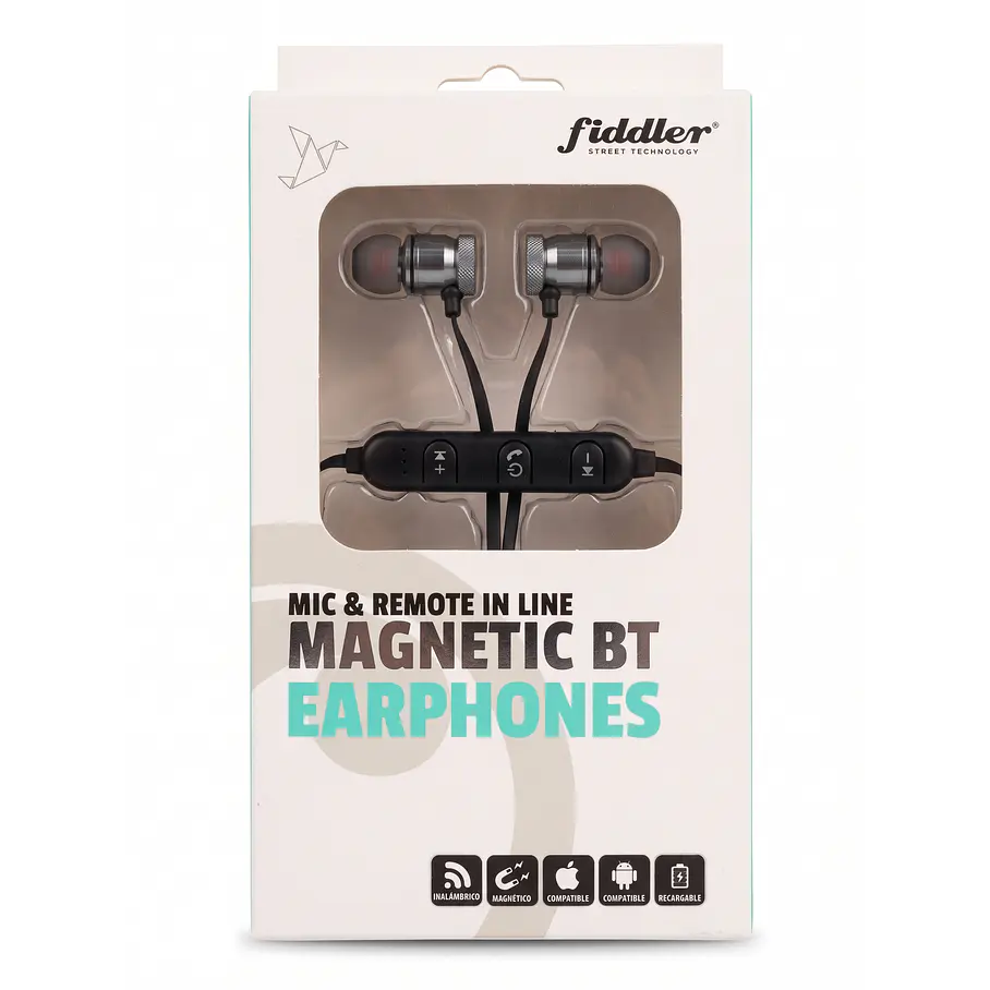 Audifonos Auriculares Magnéticos Manos Libres Bluetooth Fiddler Plateado. 1