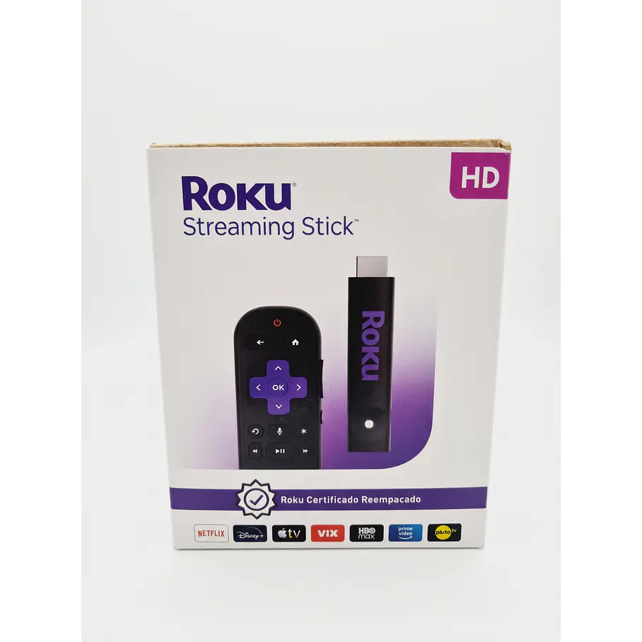 Roku Streaming Stick Hd Con Control Remoto Por Voz Negro De Voz Reempacado Certificado. 2