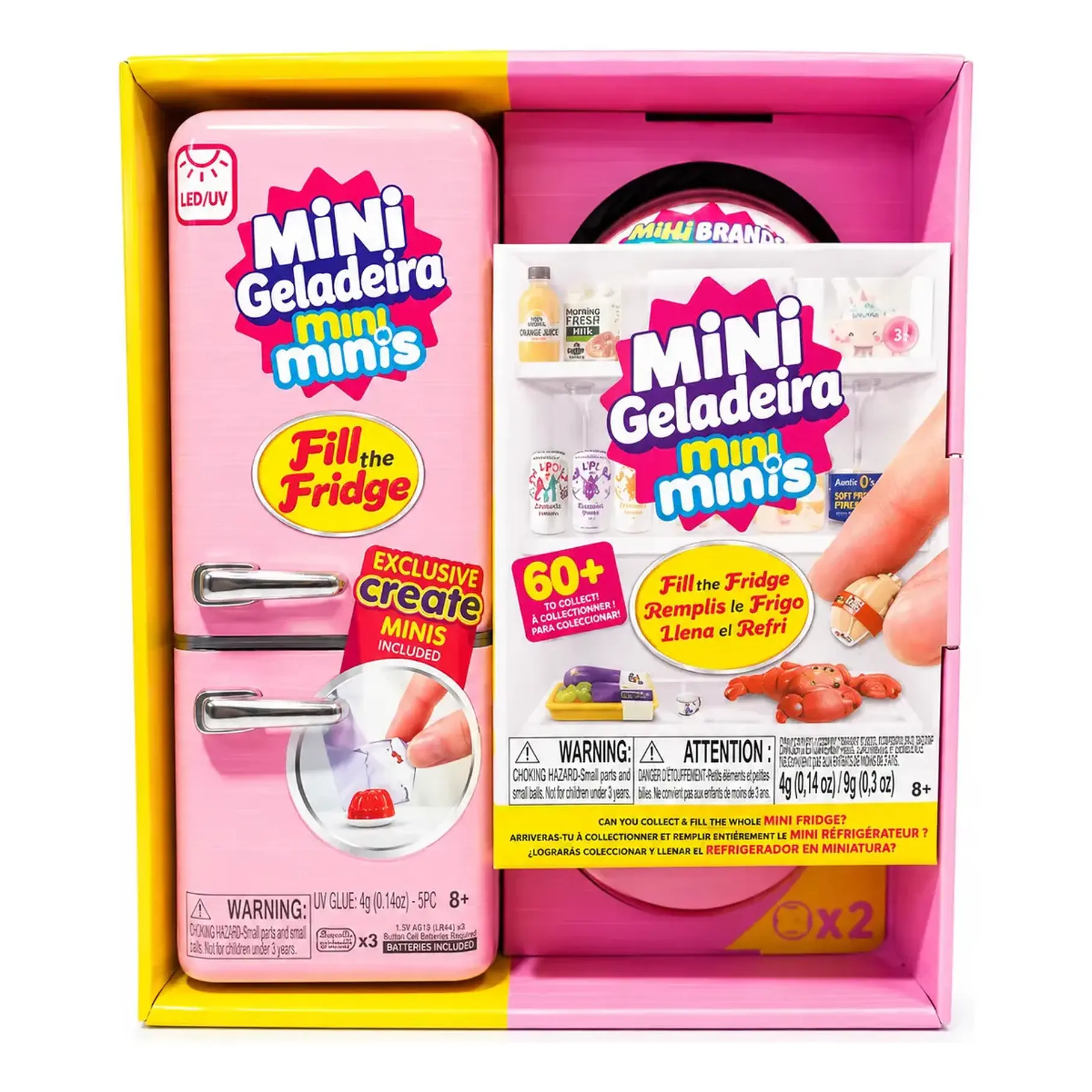 Mini Refrigerador Mini Geladeira Mini Minis + 2 Capsulas Sorpresas Mini Alimentos Juguete Realista Heladera Nevera Cooler 60 Piezas Coleccionables. 1