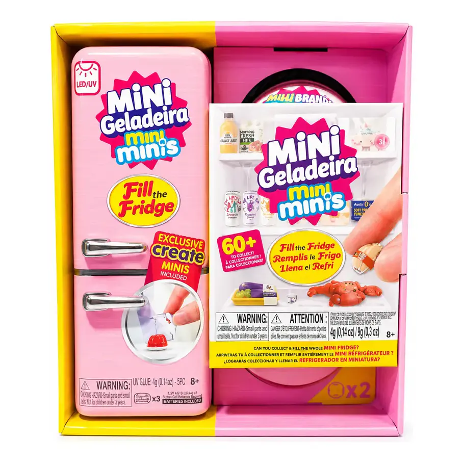Mini Refrigerador Mini Geladeira Mini Minis + 2 Capsulas Sorpresas Mini Alimentos Juguete Realista Heladera Nevera Cooler 60 Piezas Coleccionables. 1